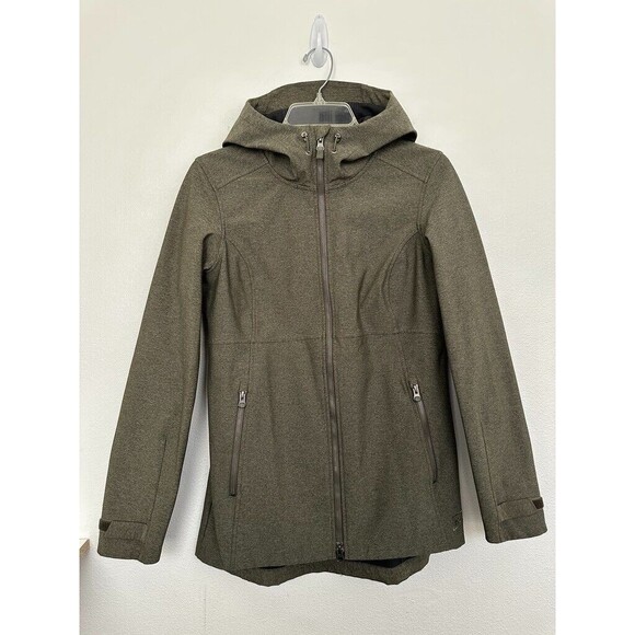 REI Rain Jacket Full Zip Hooded Windbreaker Long Green Full Zip Women's Medium